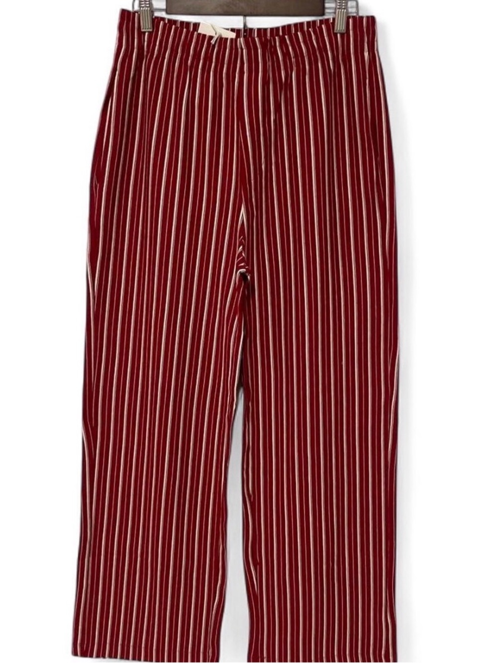 Zara Men's Red and White Vertical Stripe Chinos